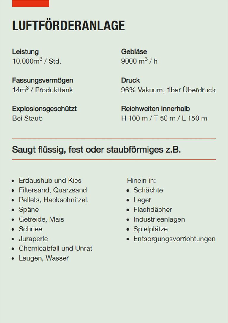 Saugbagger Fürth - Technische Daten LFA